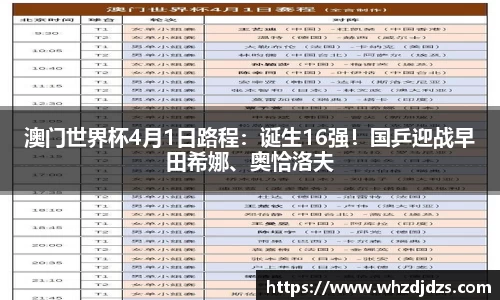 澳门世界杯4月1日路程：诞生16强！国乒迎战早田希娜、奥恰洛夫